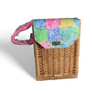 NWOT Lilly Pulitzer Wicker Wine Carrier Picnic basket